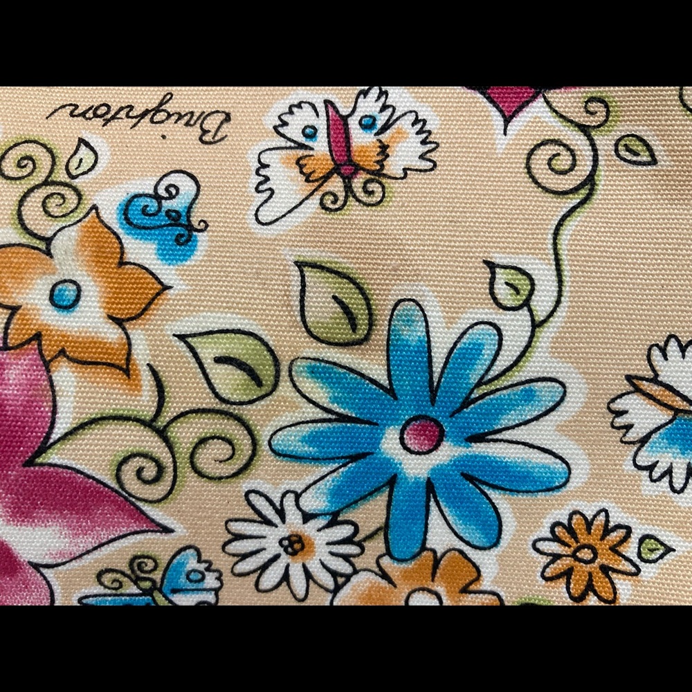 Brighton Straw Purse w/Green Leather Trim + Multi-Color Textured Leather Flowers - Picture 13 of 14